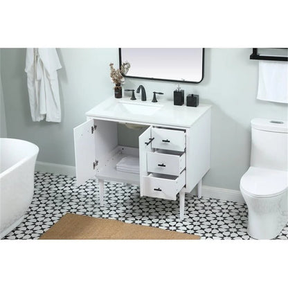 Elegant Kitchen and Bath 36 Inch Single Bathroom Vanity In Teak