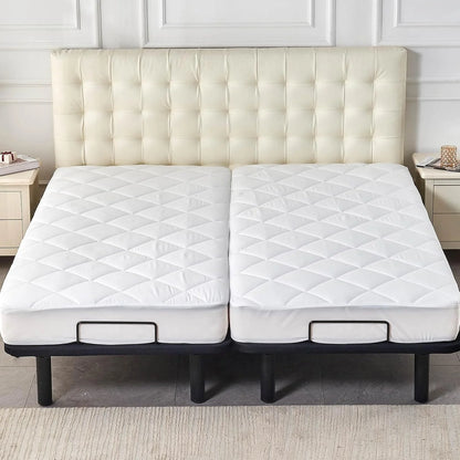 Split King Mattress Topper for Adjustable Bed Fluffy Matress Cover Quilted Fitted Mattress Pad with Elastic Pocket