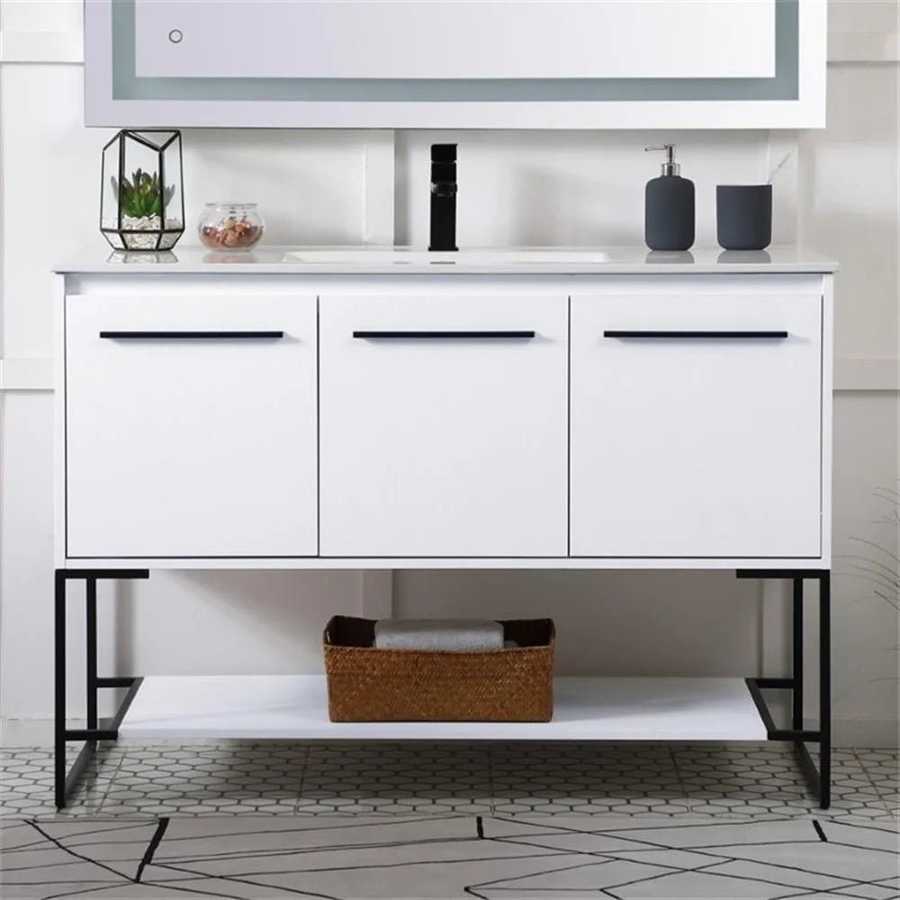 Elegant Kitchen and Bath 48 Inch Single Bathroom Vanity In White