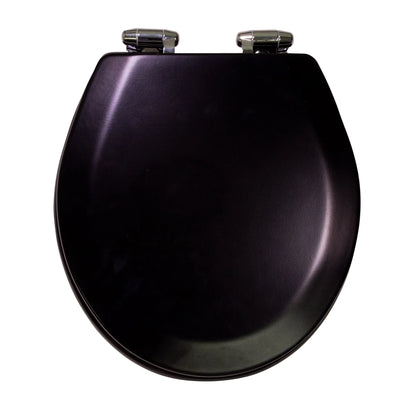 Dalton Toilet Seat Round Soft Close Black Rustic Wooden Round Standard Toilet Seat for Bathroom Design House, 561241-BLK