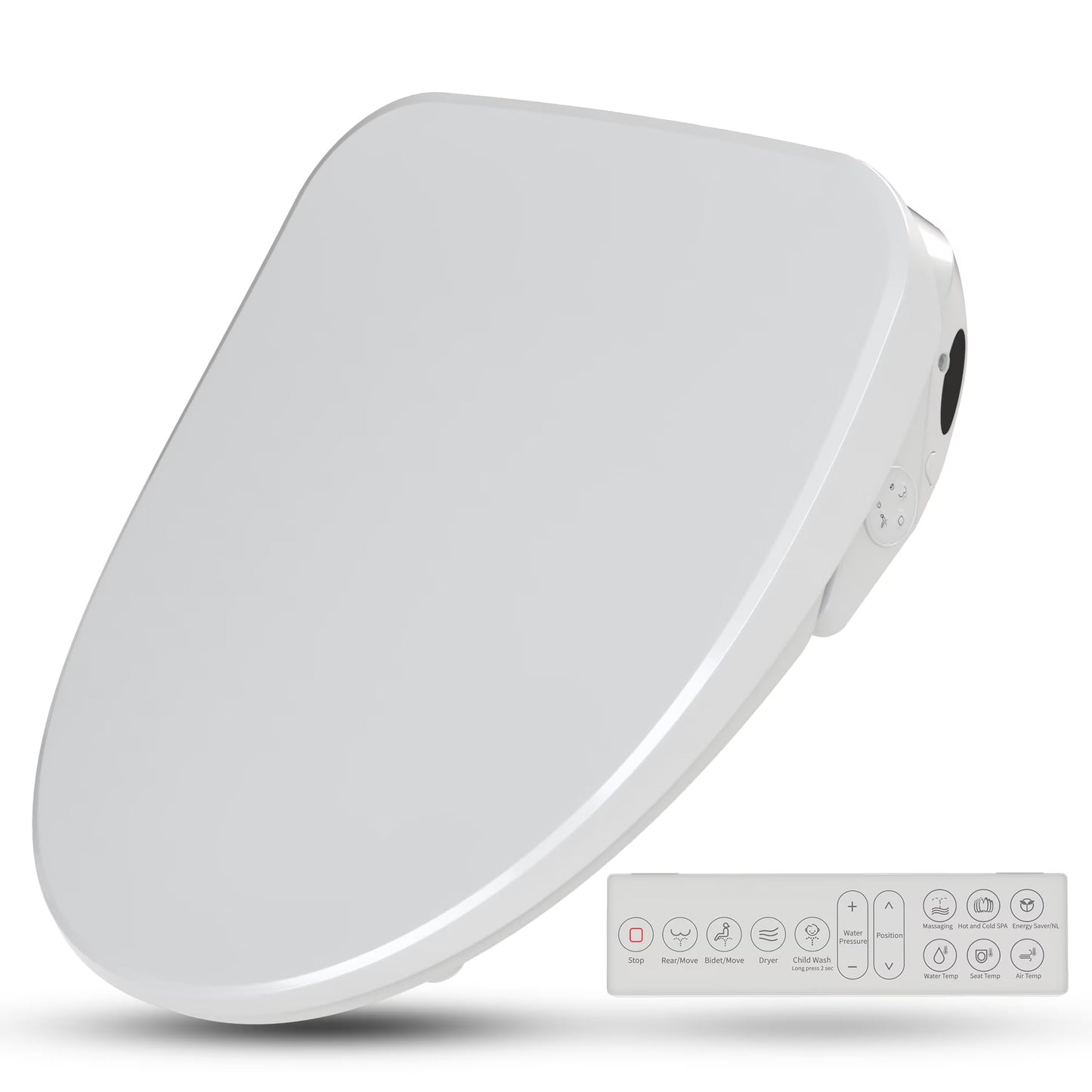 TL-AZEB105B Dive Smart Electric Bidet Toilet Seat with Remote Control, Heated Seat in White