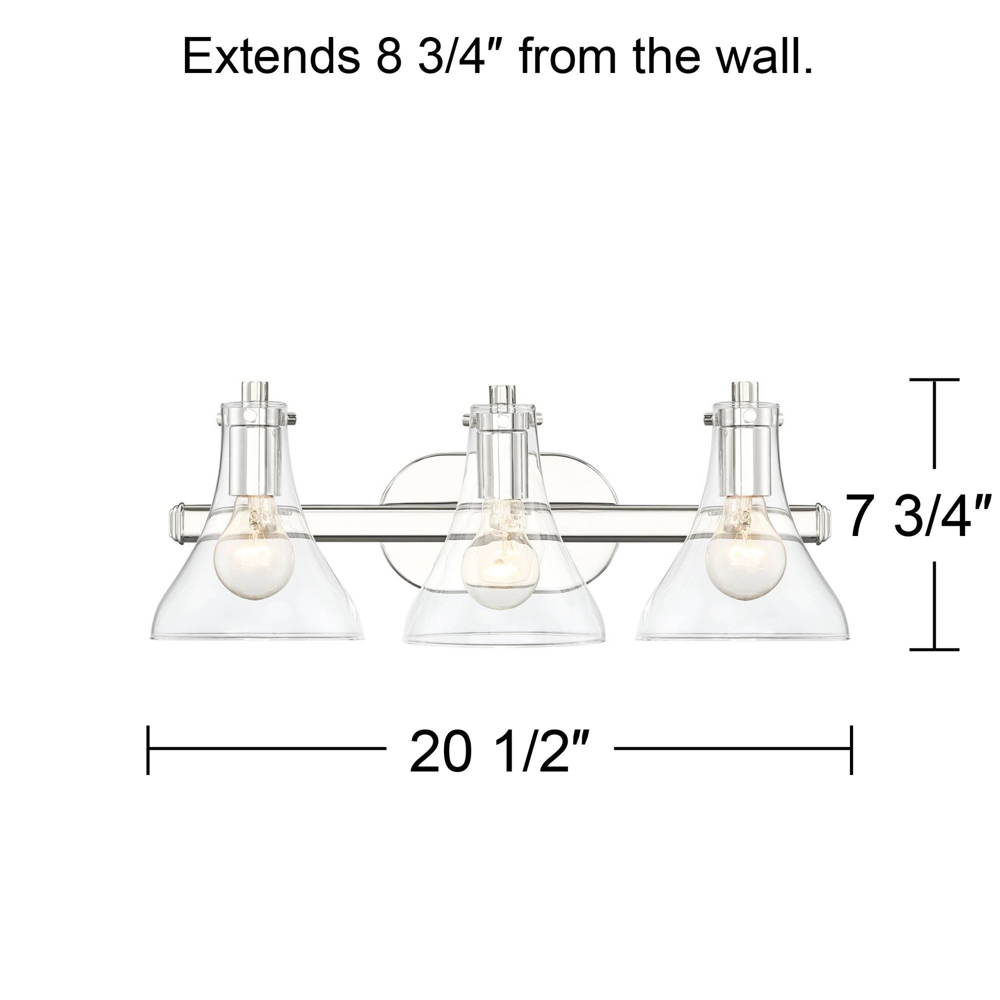 Possini Euro Design Sorren Industrial Modern Wall Light Polished Chrome Hardwire 20 1/2" 3-Light Fixture Clear Glass for Bedroom Bathroom Vanity Home