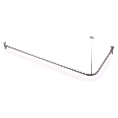 Naiture Stainless Steel 72'' x 48'' Corner Shower Curtain Rod with Ceiling Support, Black Finish