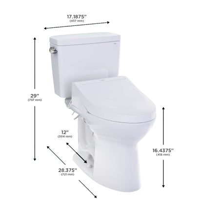 TOTO Drake 2-piece Elongated Toilet with C5 Washlet Bidet Seat