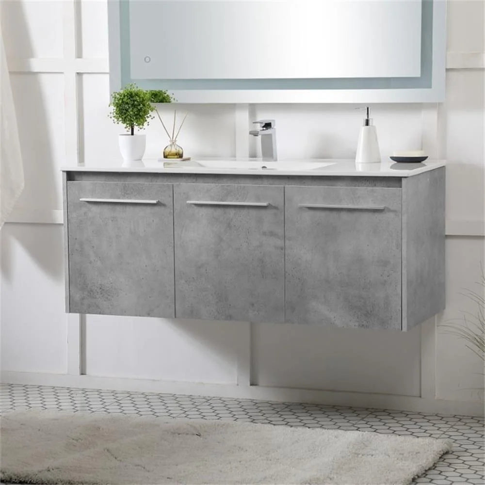 Elegant Kitchen and Bath 48 Inch Single Bathroom Floating Vanity In Concrete Grey