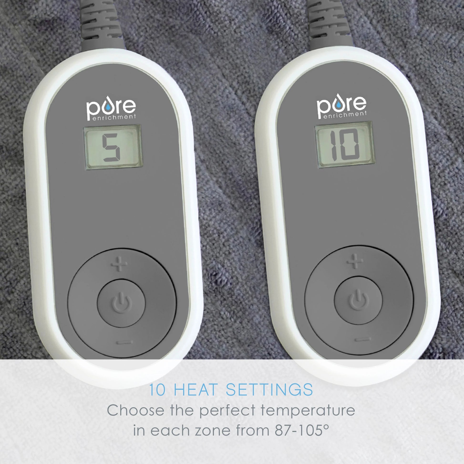 Pure Enrichment PureRelief Radiance Deluxe Heated Blanket - 10 Heat Settings, Super Soft Micromink Velvet Fabric, LCD Controller, Auto Shut-Off Timer, Machine Washable - Queen Size Electric Blanket
