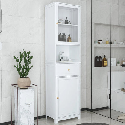 Ktaxon Large Bathroom Tall Storage Cabinet Organizer, Freestanding Line Tower Pantry Cabinet with Adjustable Shelves and 2 Cupboards for Kitchen Living Room Bedroom Office, 18"x13"x71", White