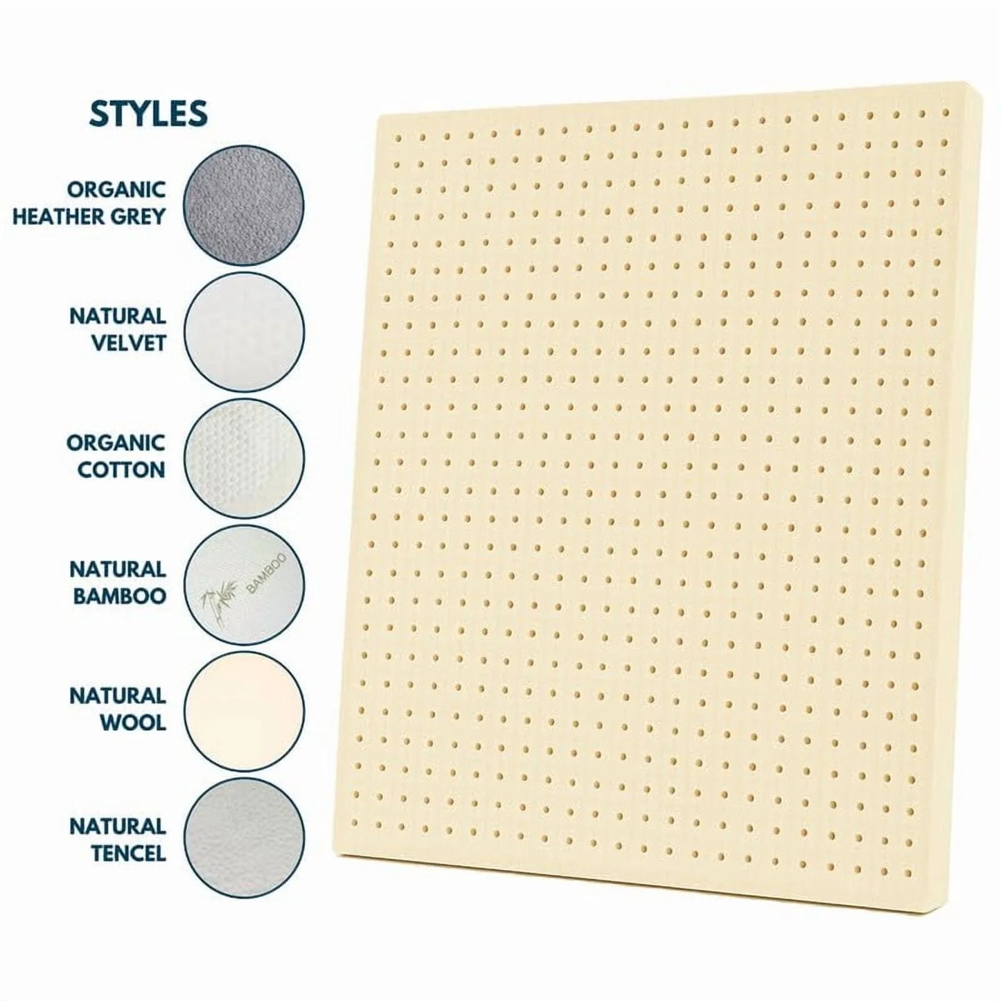 OrganicTextiles 3" Organic Latex Mattress Topper, Heather Grey Cover, No Zipper (Twin, Soft)