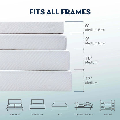 MLILY Ego White 6 inch Full Size Mattress, Memory Foam Mattress in a Box, Medium Firm