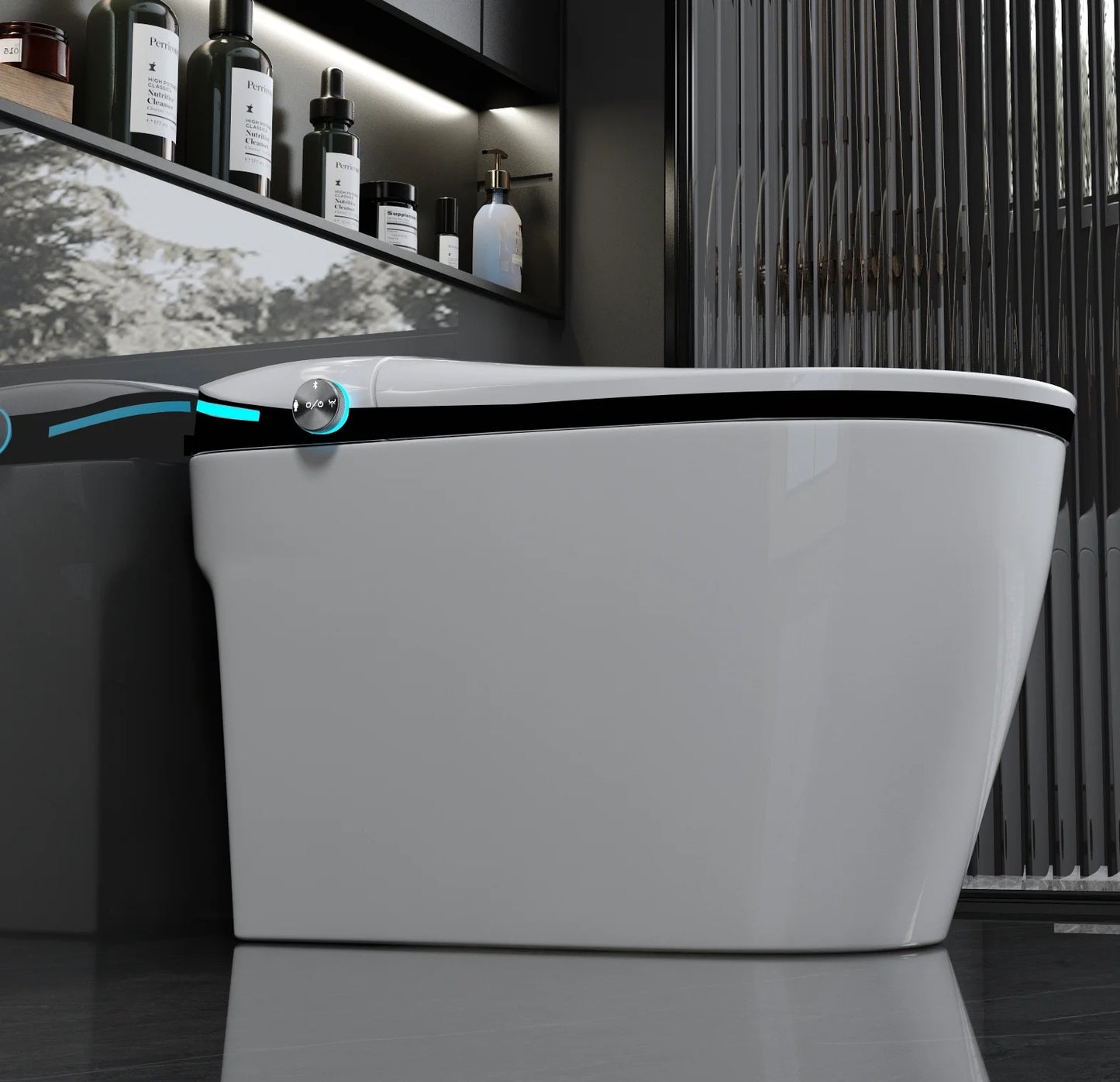 Smart Toilet, Tankless Japanese Toilets with Dryer and Warm Water Sprayer, ADA Comfort Height One-Piece Toilet with Heated Seat, Smart with Bidet Built In Featuring Foot Sensor and LED Display