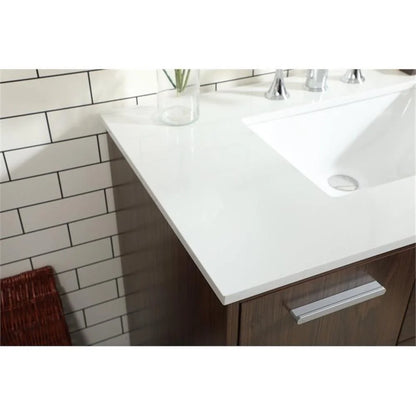 Elegant Decor Baldwin 36" Solid Wood and MDF Bathroom Vanity in Walnut