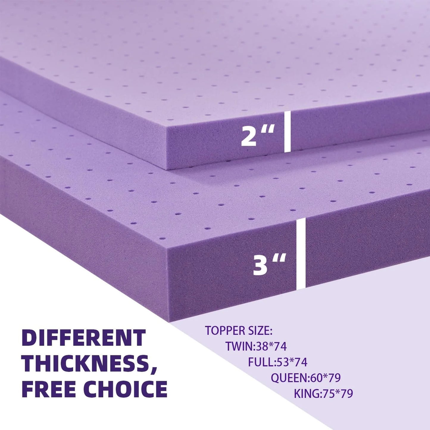 BDEUS 3 Inch Gel Memory Foam Mattress Topper Queen Size, Ventilated High Density Pad for Back Pain, Bed Topper with Removable Soft Cover, CertiPUR-US Certified