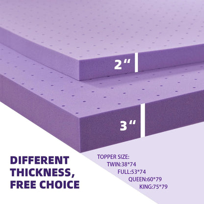 BDEUS 3 Inch Gel Memory Foam Mattress Topper Queen Size, Ventilated High Density Pad for Back Pain, Bed Topper with Removable Soft Cover, CertiPUR-US Certified