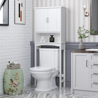 Spirich Home Over The Toilet Storage Cabinet, Bathroom Shelf Over Toilet, Bathroom Organizer Space Saver, White