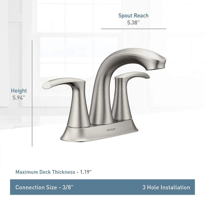 Moen 84137SRN Graeden Spot Resist Brushed Nickel 2-handle 4-in Centerset Bathroom Faucet