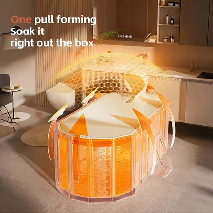 Portable Hot Tub & Ice Bath - Foldable, No Installation, Dual Drainage - Relaxation, Cold Water Therapy, Perfect Gift for Christmas & Halloween - Beige