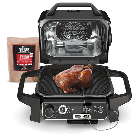 Restored Ninja OG751BRN Woodfire Pro Outdoor Grill and Smoker with Temperature Probe (Refurbished)