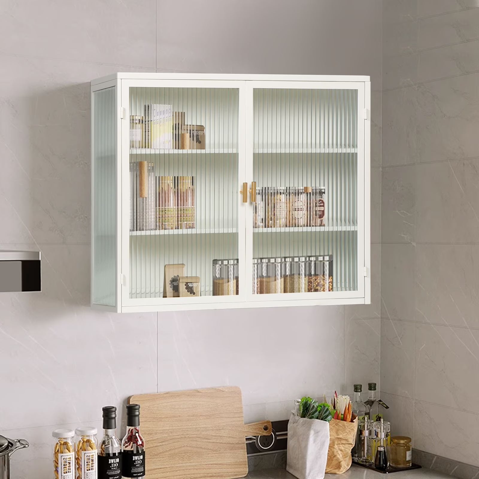 GymChoice Bathroom Wall Cabinet, White, 9.06''