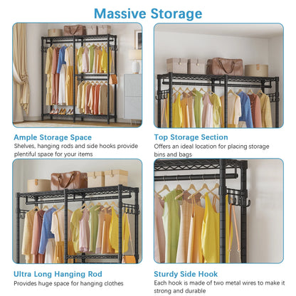 VIPEK V4 Garment Rack Bedroom Armoires Compact Freestanding Closet Storage Organizer, Portable Wardrobe Closet Heavy Duty Clothes Rack Metal Clothing Rack, Black