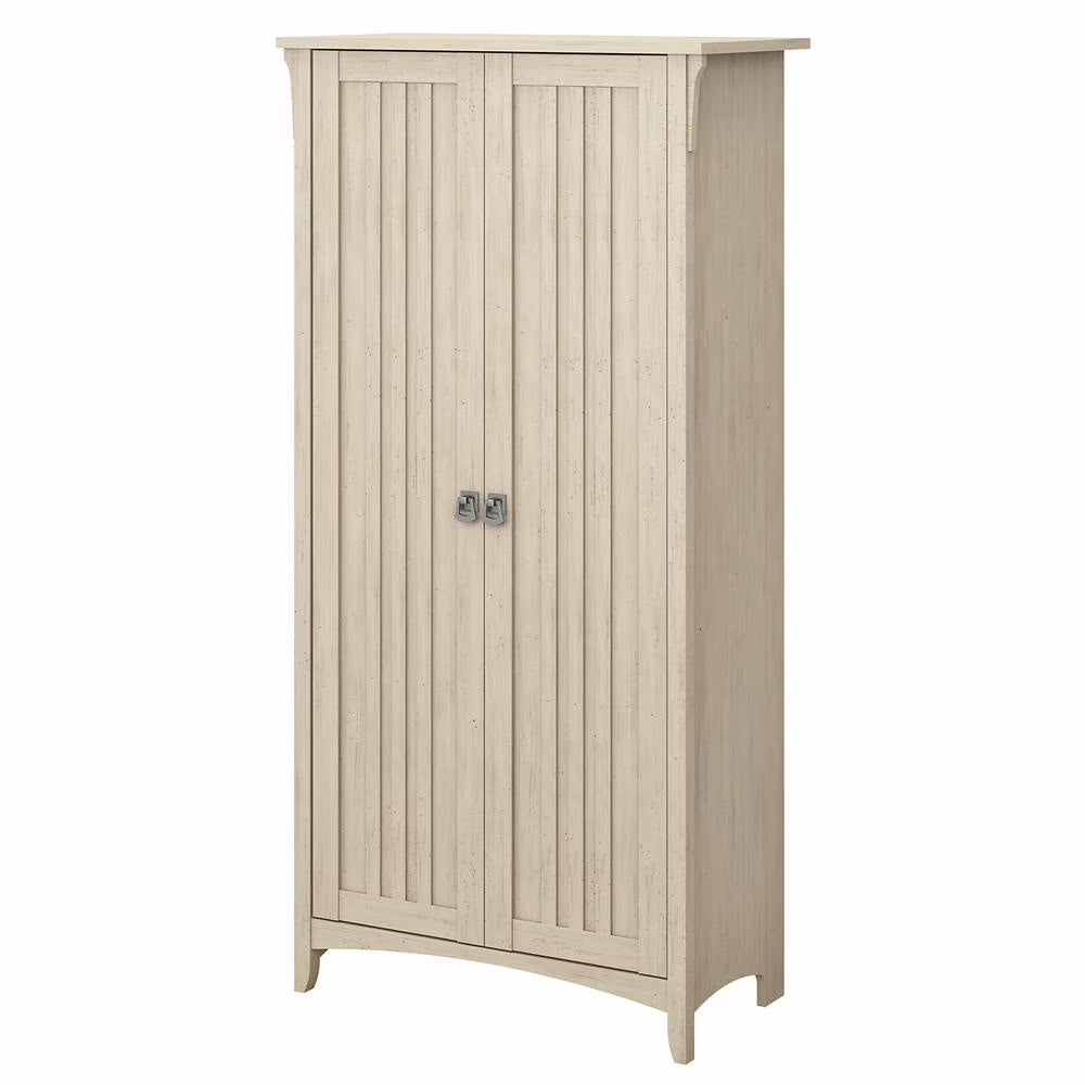 Salinas Bathroom Storage Cabinet with Doors in White/Shiplap - Engineered Wood