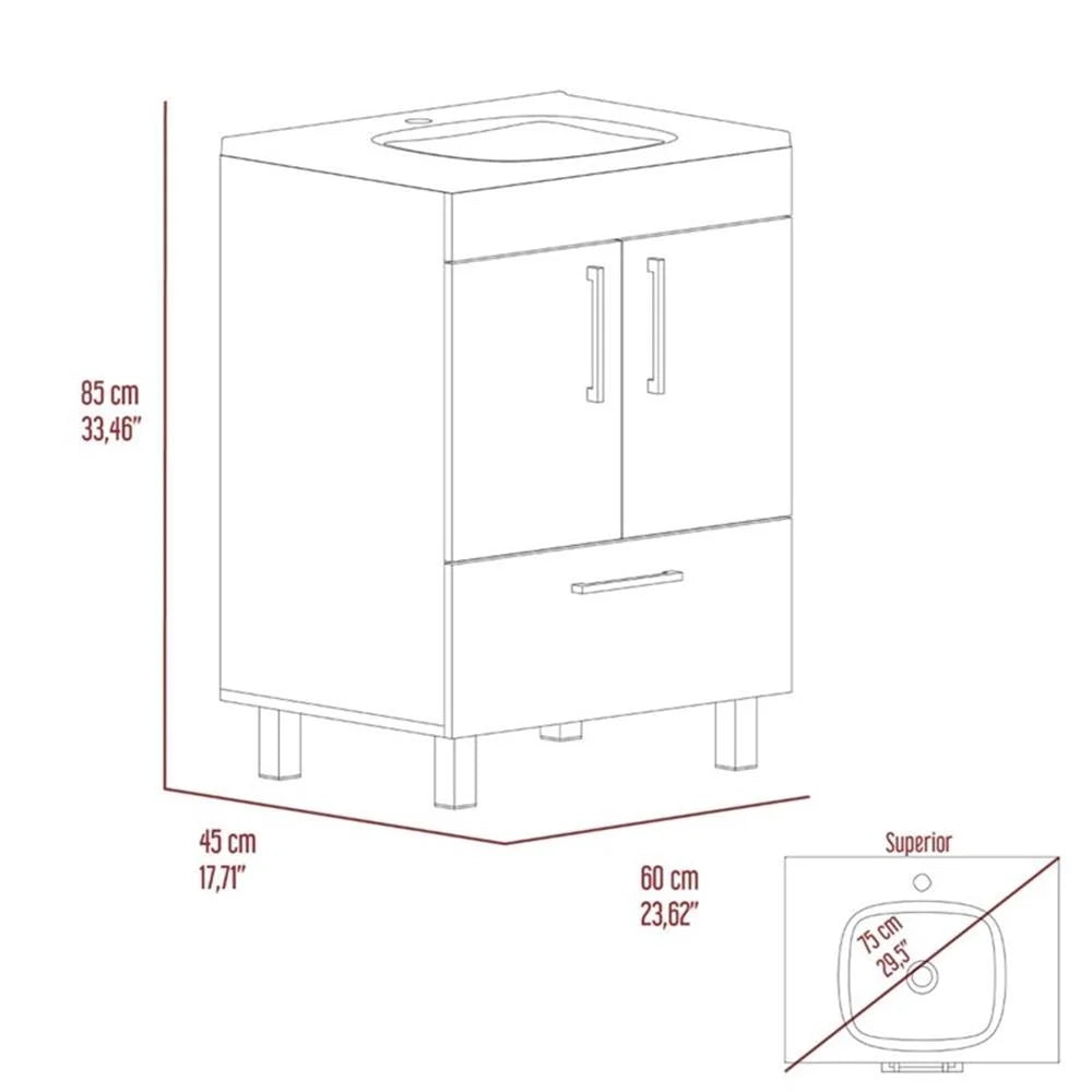 FM FURNITURE Otello Engineered Wood Single Bathroom Vanity in Black