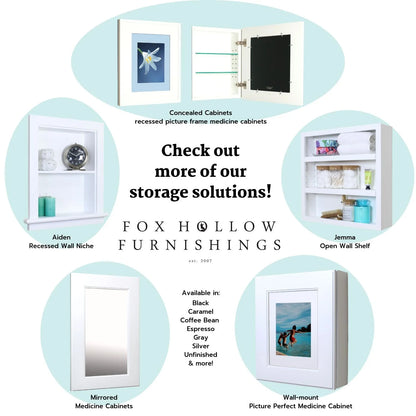 16x26 Parker Metro Metal Framed Rectangle Recessed Bathroom Medicine Cabinet, Floating Mirror, 14x24 in-Wall Opening, Powder-coated Steel, Adjustable Glass Shelves, Magnet Close, Brushed Nickel