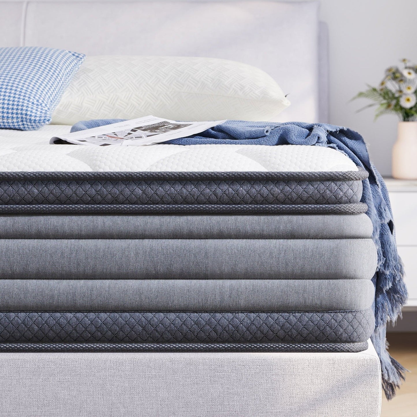 Queen Mattress, Madinog 12" Hybrid Gel Memory Foam Individually Pocket Innerspring Mattress, Queen