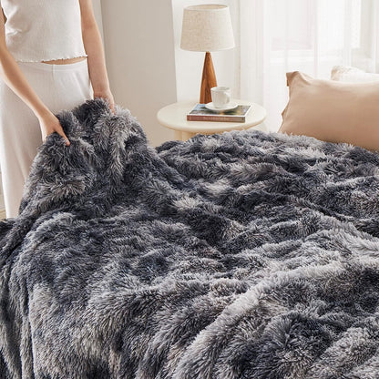 Bedsure Faux Fur Throw Blankets Grey - Tie-Dye Fuzzy Fluffy Super Soft Furry Plush Decorative Comfy Shag Thick Sherpa Shaggy
