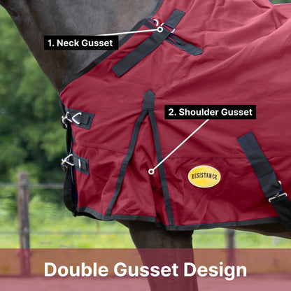 RESISTANCE Premium 1680D Waterproof Horse Turnout Blanket with 300g Polyfill & Adjustable Buckle Closure