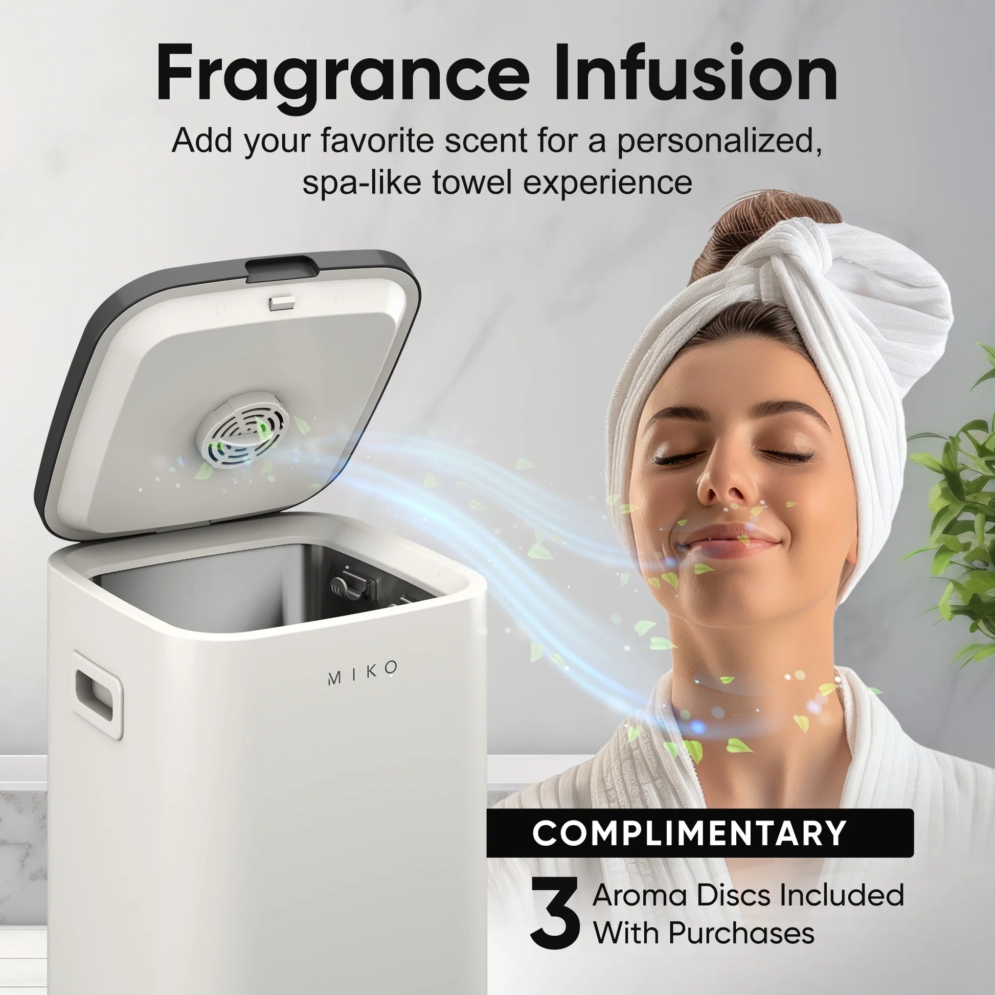 Miko Nest 23L Electric Bucket-Style Towel Warmer, 450W, White Plastic Finish Warms Towels, Robes, Blankets & Pajamas for Spa-like Comfort