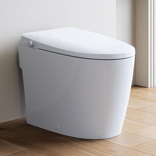 HOROW Non-electric Smart Bidet Toilet with Dual Nozzles Cleanse Built-in Pump for Power Flush Map 1000g ADA Chair Height