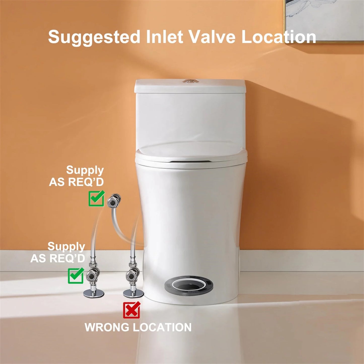 Aukfa T029-WT Elongated One Piece Toilet, Dual Flush 1.1/1.6 GPF Toilet for Bathroom, 12" Rough-In