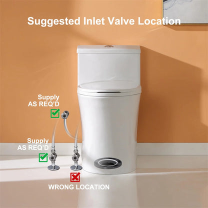 Aukfa T029-WT Elongated One Piece Toilet, Dual Flush 1.1/1.6 GPF Toilet for Bathroom, 12" Rough-In