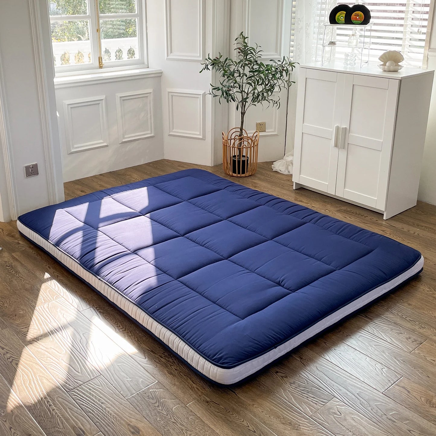 Futon Mattress, Padded Japanese Floor Mattress Quilted Bed Mattress Topper, Extra Thick Folding Sleeping Pad, Twin Size