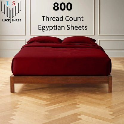 21" EXTRA DEEP POCKETS - 800-Thread Count 100% Egyptian Cotton California King Sheet Set, 4PC (1 Flat, 1 Fitted, 2 Pillowcases) Long Staple Cotton, 800-TC Pure Cotton - Burgundy