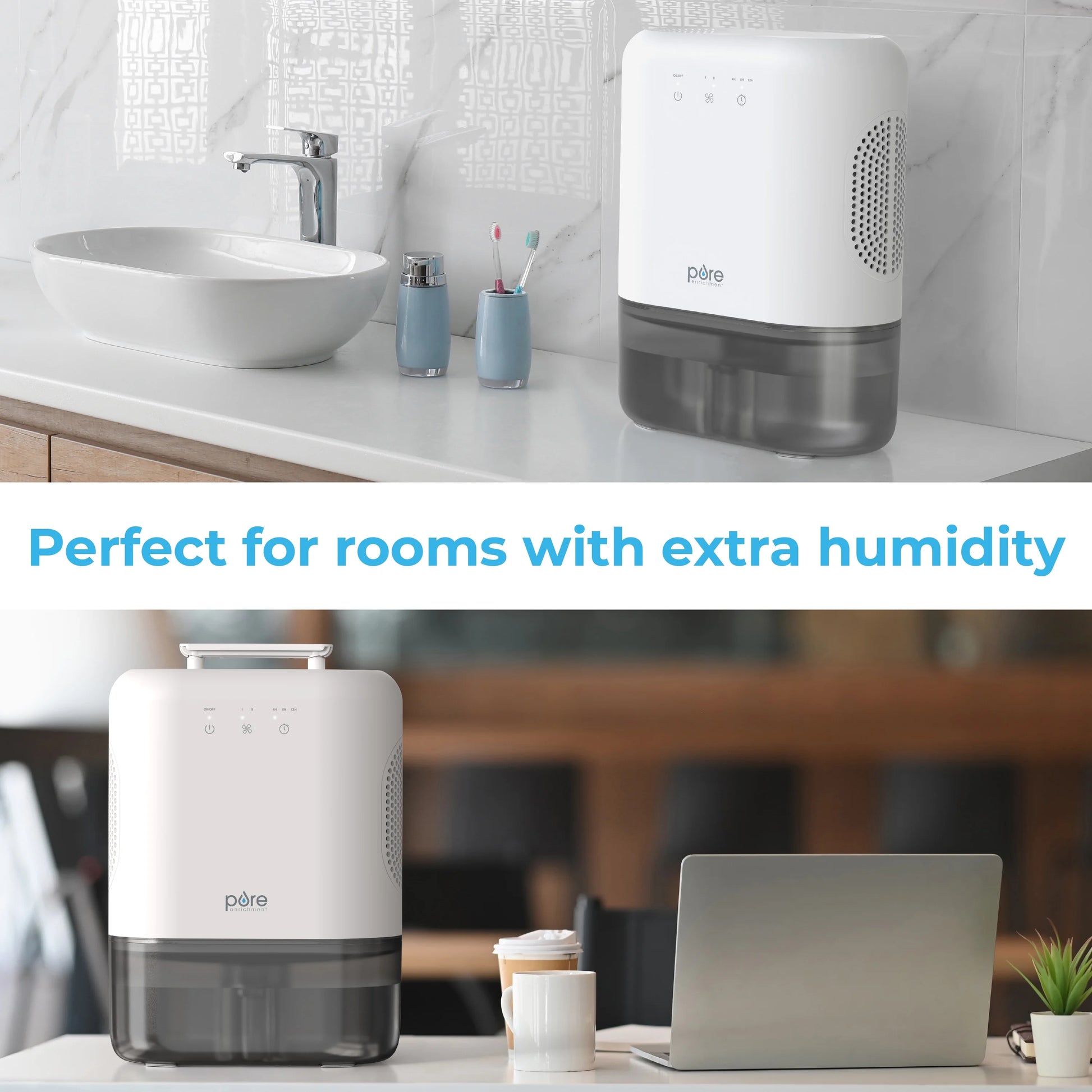 Pure Enrichment PureDry Elite Dehumidifier - Extra-Large 2L Water Tank with Auto Shut-Off, Removes 20 oz. (600 mL) per day of Moisture from Closets, Bathrooms, RVs, Basements, Bedrooms, and Offices