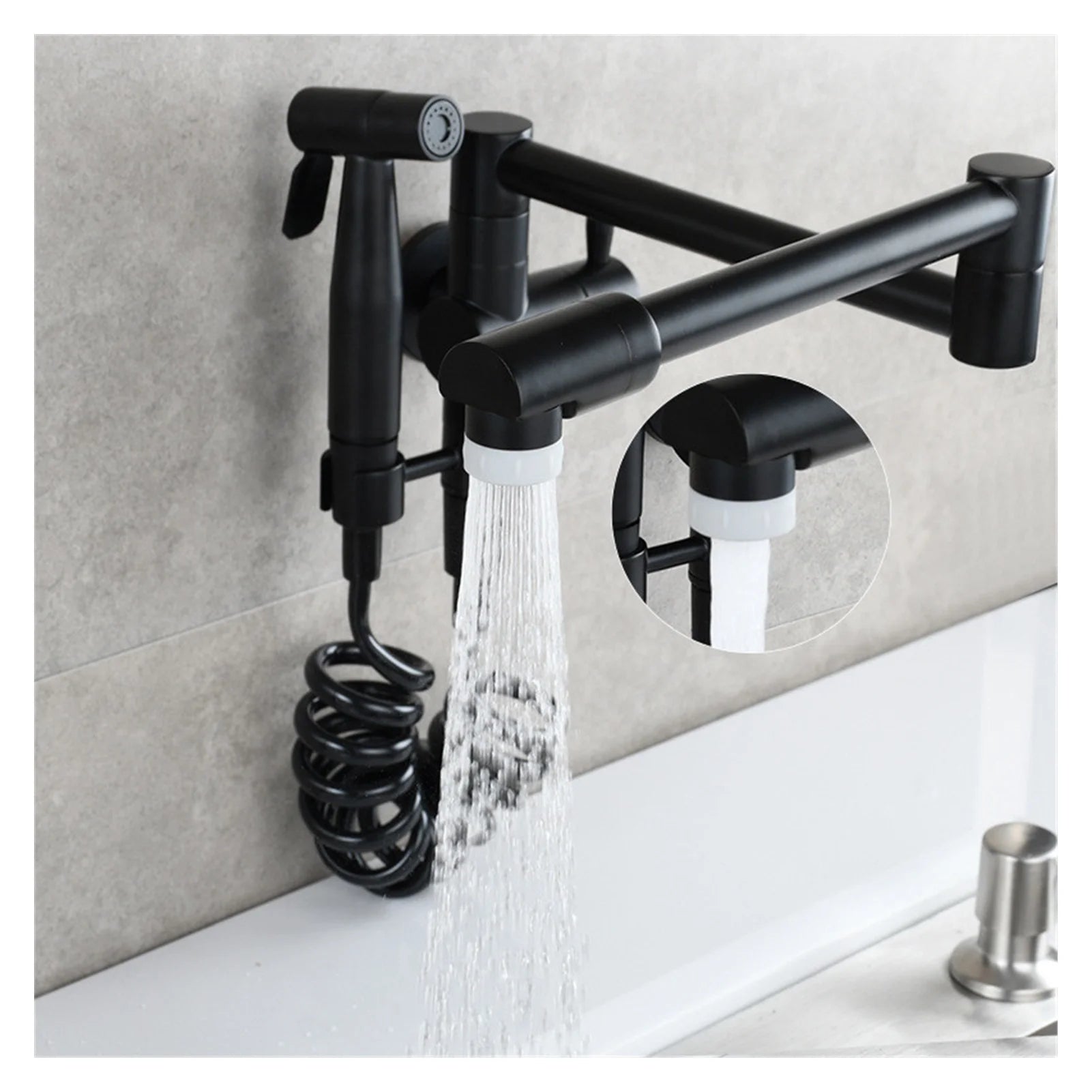Pot Filler Tap Wall Mounted Foldable Kitchen Faucet With Bidet Sprayer Cold Bidet Faucet Sink Tap Rotate Folding Spout ,Effortless Installation