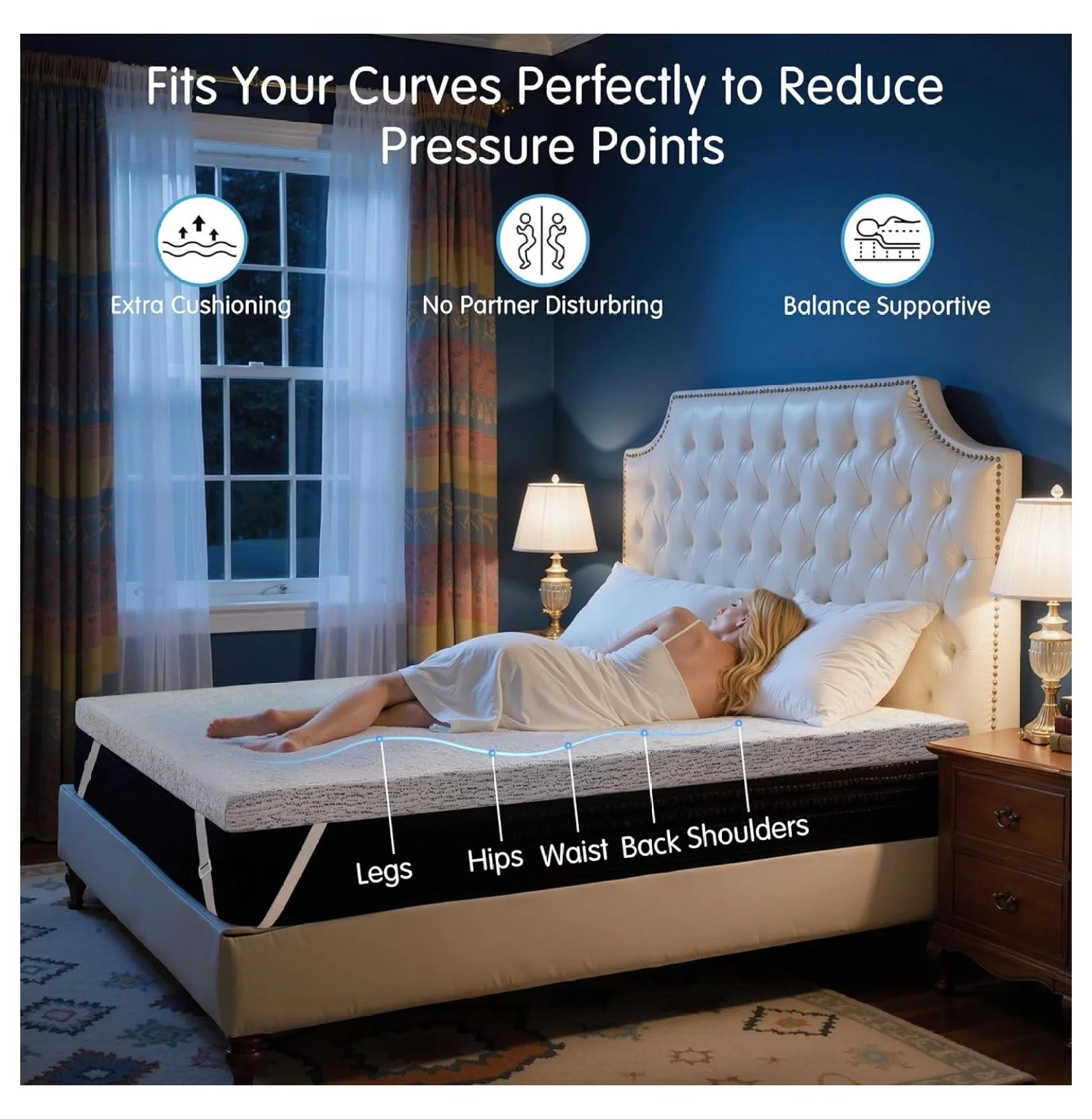 Cooling Mattress Topper King, 4 Inch Memory Foam Mattress Topper, Soft Bed Topper for Pressure Relief, Mattress Pad with Removable Washable Cover