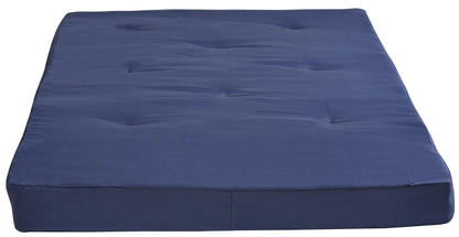 DHP Caden 8 Inch Futon Mattress with Tufted Cover and Recycled Polyester Fill, Full, Blue