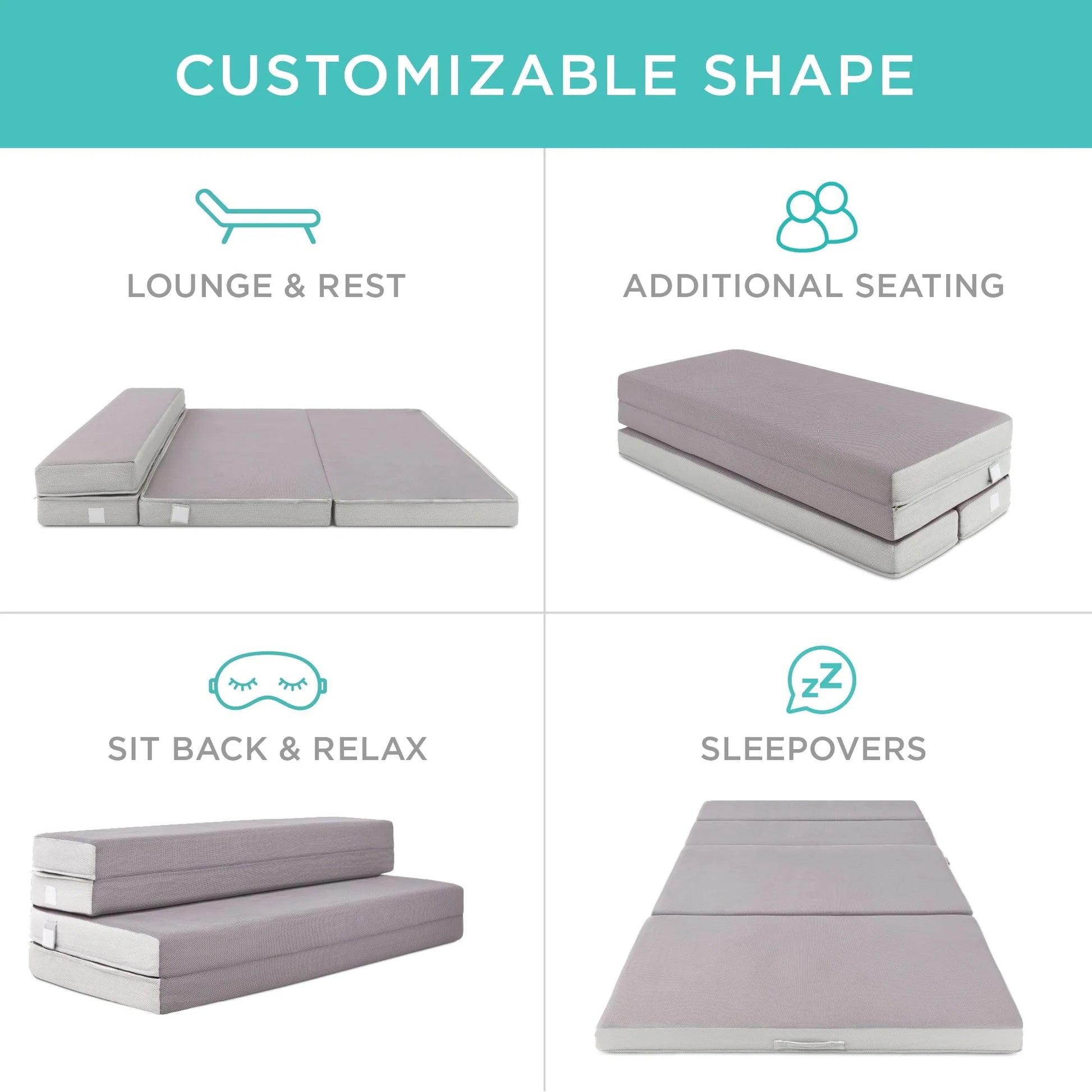 Choice Products 4in Thick Folding Portable Queen Mattress Topper w/Carry Case, Plush Foam, Washable Cover