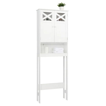 SamyoHome Wooden Over The Toilet Cabinet Bathroom Freestanding Cabinet with Shelves, White