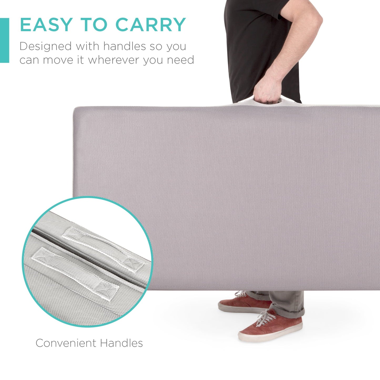 Choice Products 4in Thick Folding Portable Queen Mattress Topper w/Carry Case, Plush Foam, Washable Cover