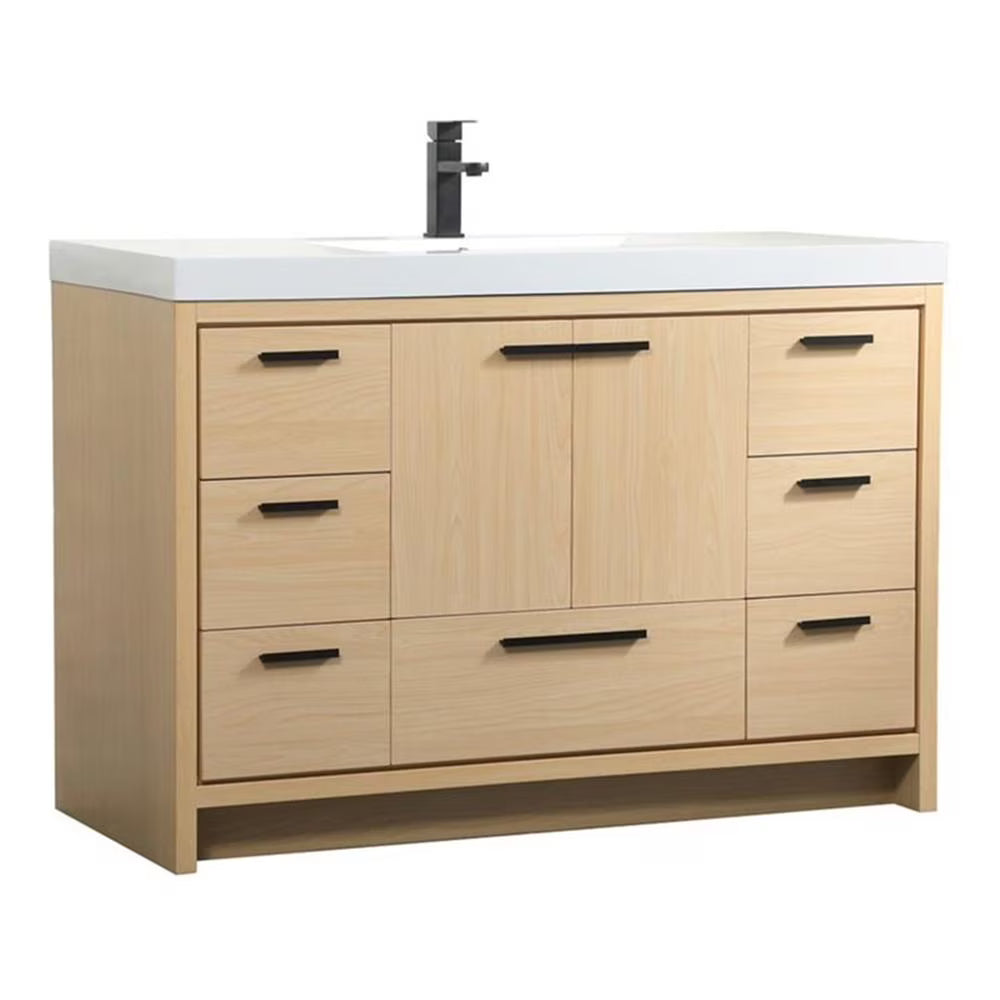 Elegant Decor Wyatt 48" Aluminum Alloy and MDF Single Bathroom Vanity in Teak