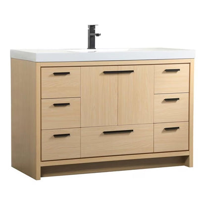Elegant Decor Wyatt 48" Aluminum Alloy and MDF Single Bathroom Vanity in Teak