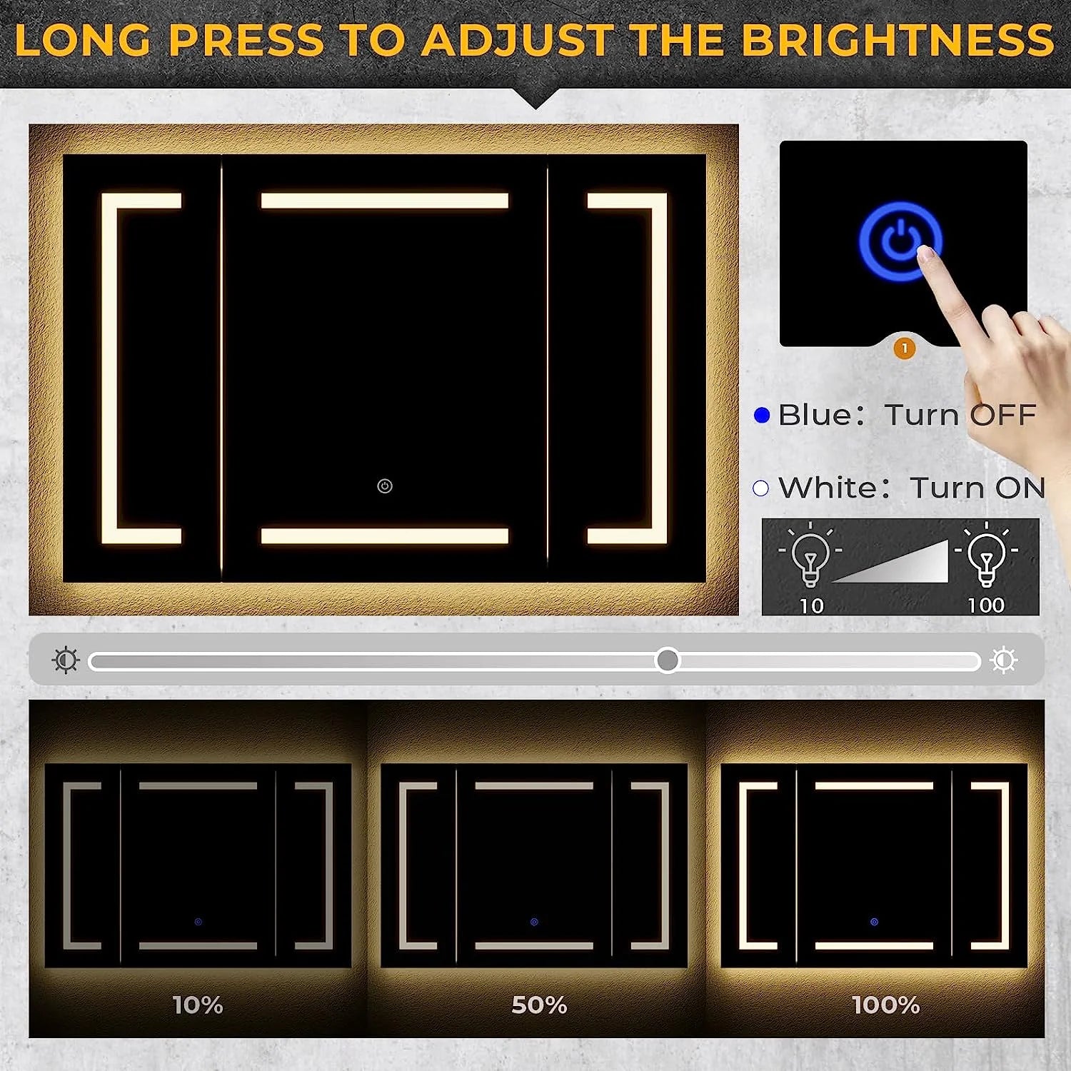 Lighted Medicine Cabinet with Mirror& LED Light for Bathroom,Wall Mounted Bathroom Mirror Cabinet with Storage and 2 Outlet and 3 Doors for Home, White, 39.4" x 23.6"
