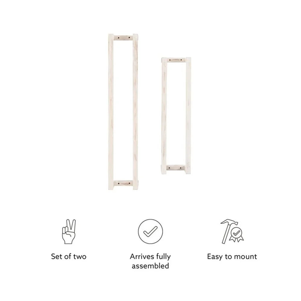 Linon Margot Wood Two Pack Towel Racks in Rustic Whitewash