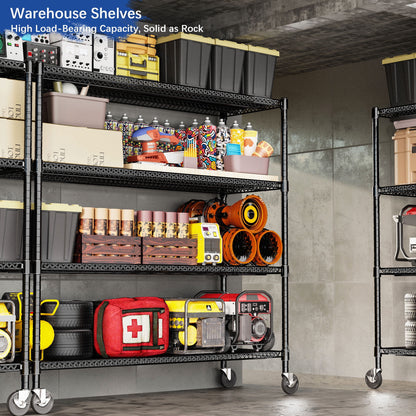 4-Wire Shelf Adjustable Heavy Duty Storage Shelves,Metal Organizer Wire Rack for Laundry Bathroom Kitchen Pantry Closet Garage Shelving(Black,24" Dx59.6 Wx76.2 H)