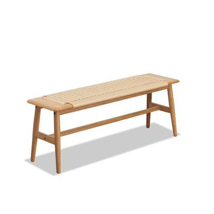 Woven Rattan Bench,Natural Oak Wood Dining Bench,Bed Bench Entryway Bench for Entryway,Dining Room,Bedroom,Bathroom