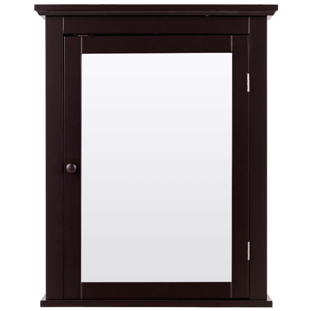 Gymax Bathroom Mirror Cabinet Adjustable Shelf Wall Mounted Medicine Storage Brown