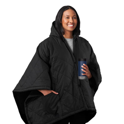 Sunbeam On-the-Go Cordless Heated Throw Blanket with Hood Black Nylon/Microplush 50x66